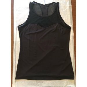 NWT Fabletics Helena Sheer Sweetheart Black Tank